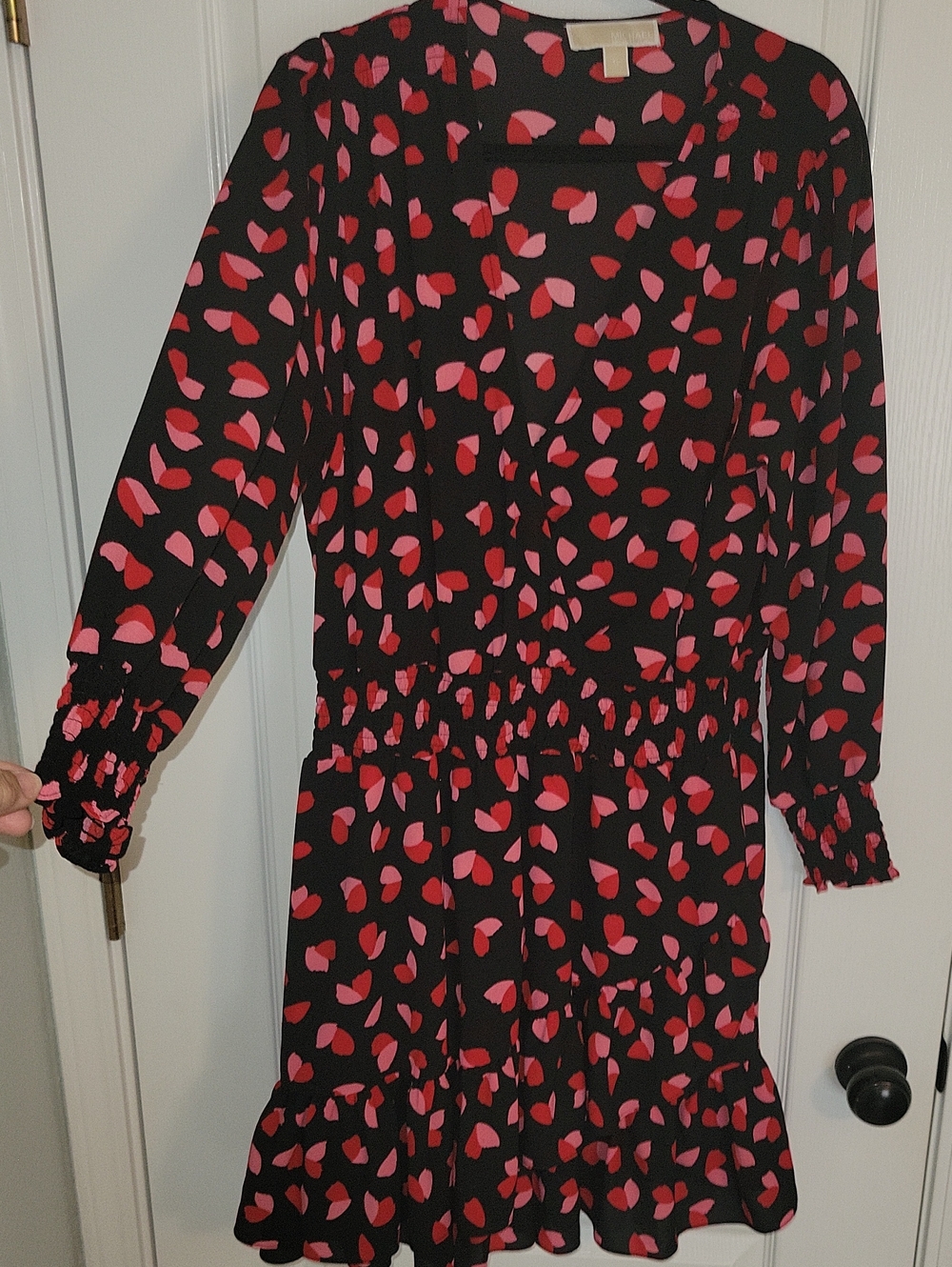 Michael Kors Black Long Sleeve Dress with Pink and Red Heart Print
